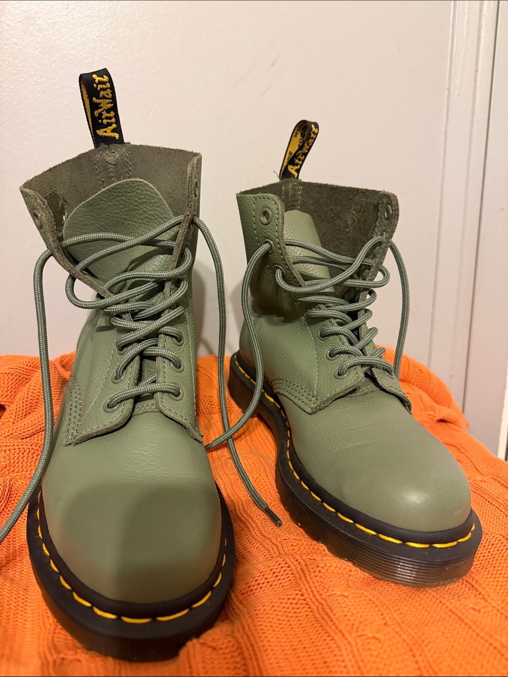 Dr. Martens Olive Green Lace-Up Women's Boots